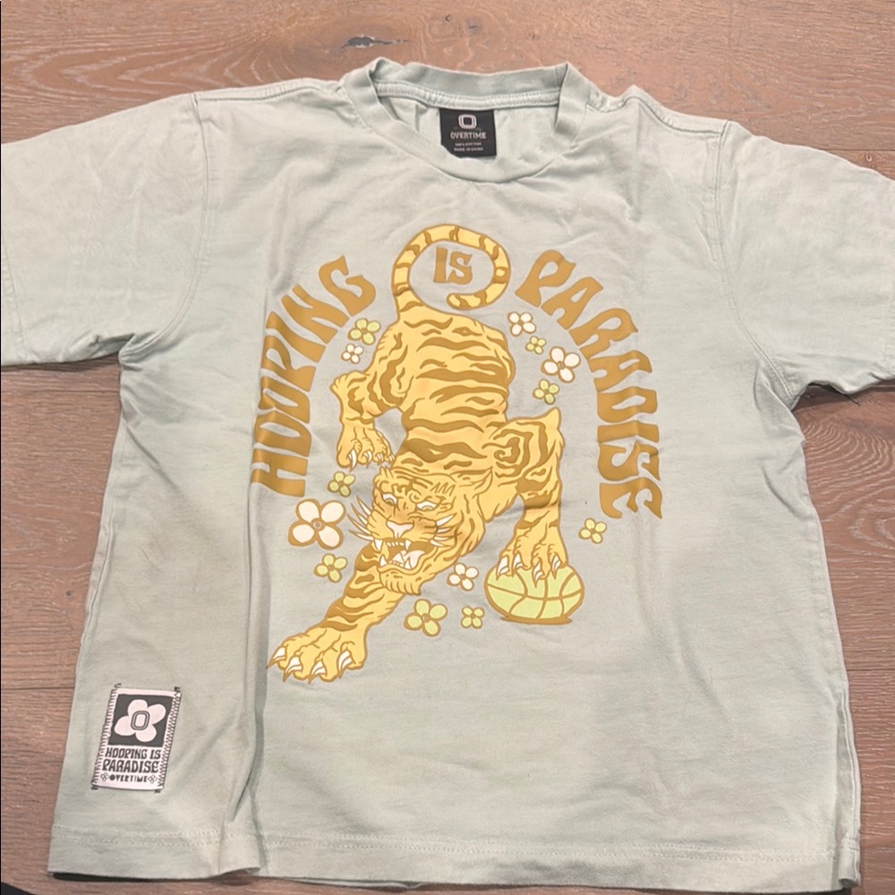 Overtime  Kids Green Tiger Graphic T-Shirt